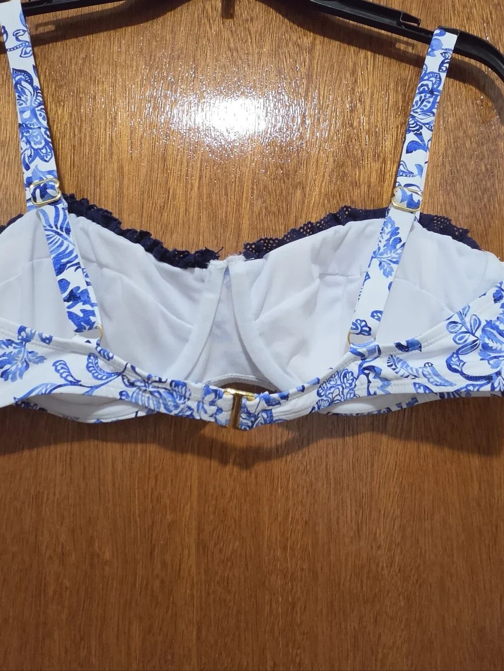 Freshwater Blue Floral Underwire Bikini Top, Size XL, NWT